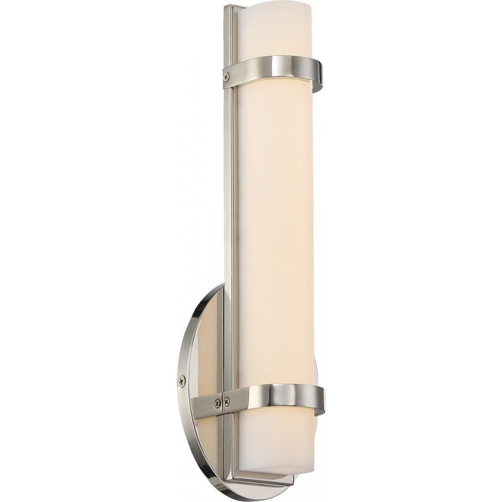 Nuvo Lighting-62/931-Slice - 12 Inch 13W 1 LED Wall Sconce   Polished Nickel Finish with White Acrylic Glass