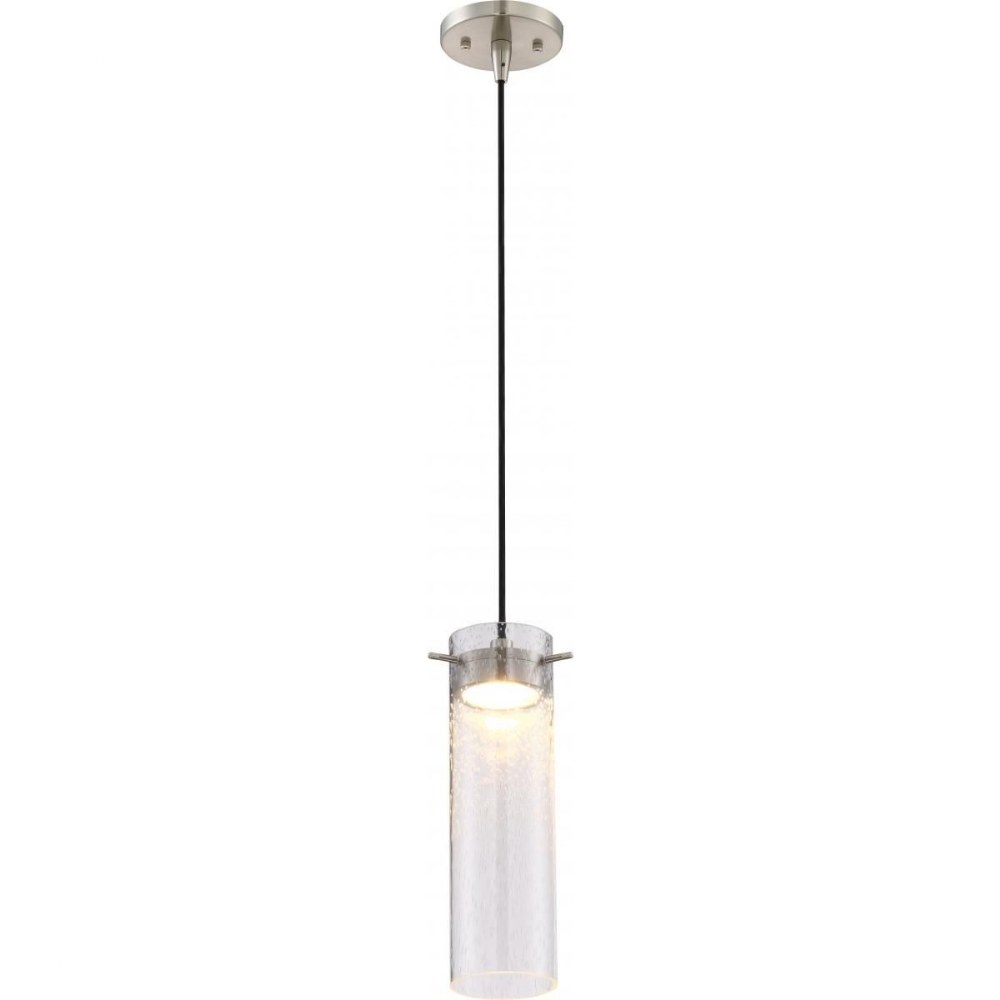 Nuvo Lighting-62/951-Pulse - 10 Inch 12W 1 LED Mini-Pendant   Brushed Nickel Finish with Clear Seeded Glass