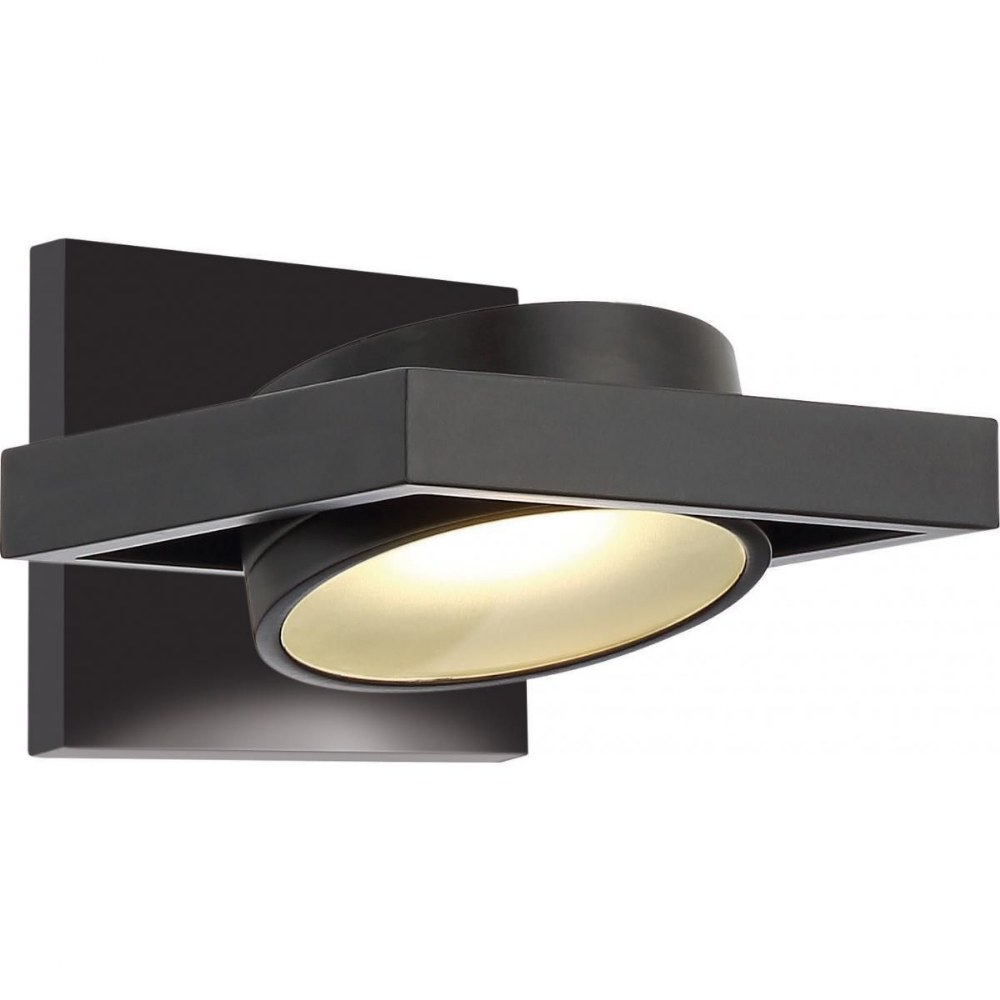 Nuvo Lighting-62/993-Hawk-15W 1 LED Pivoting Head Wall Sconce-6.5 Inches Wide by 5 Inches High Textured Black  Brushed Nickel Finish