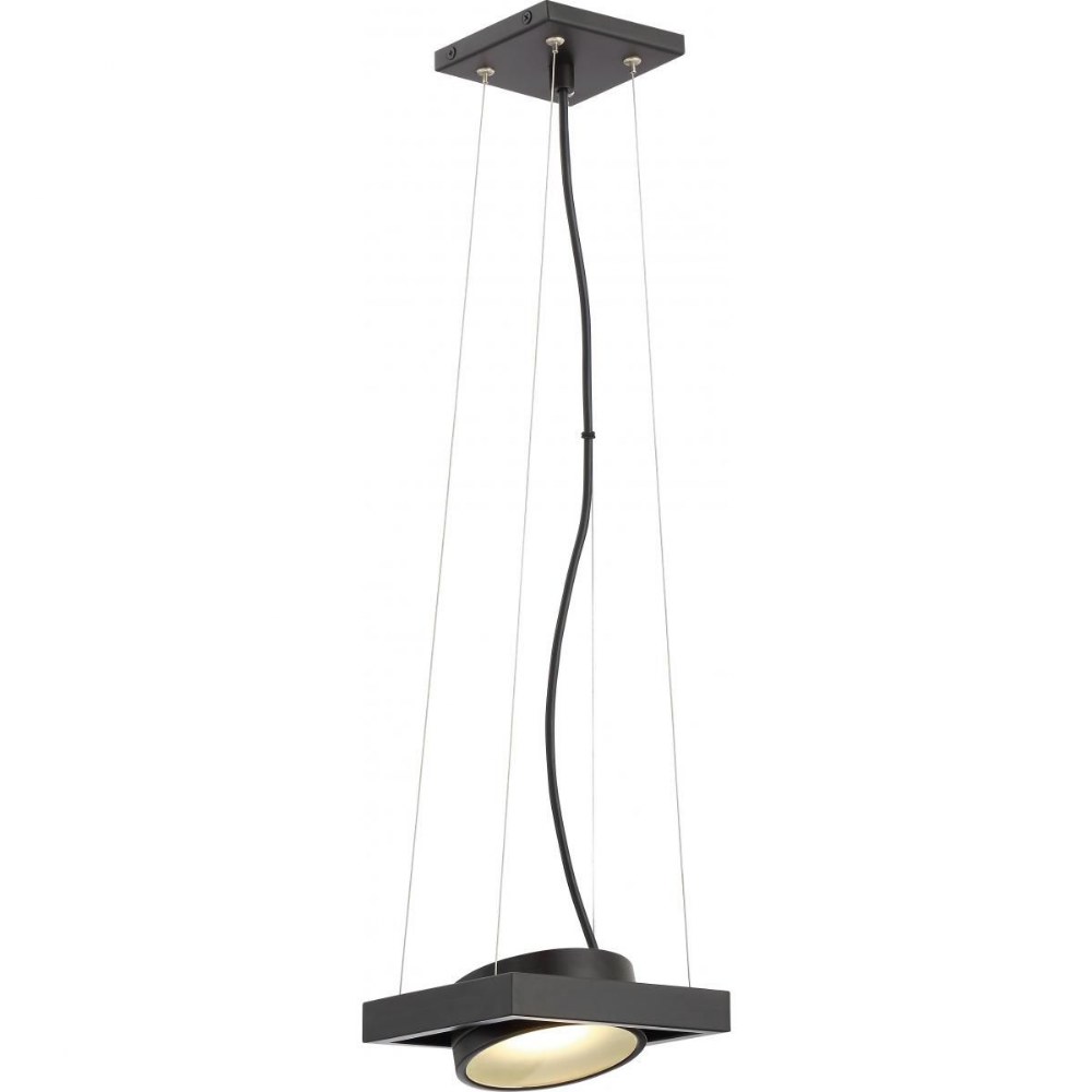 Nuvo Lighting-62/996-Hawk-15W 1 LED Pivoting Head Pendant-6.5 Inches Wide by 2.5 Inches High Textured Black  Brushed Nickel Finish