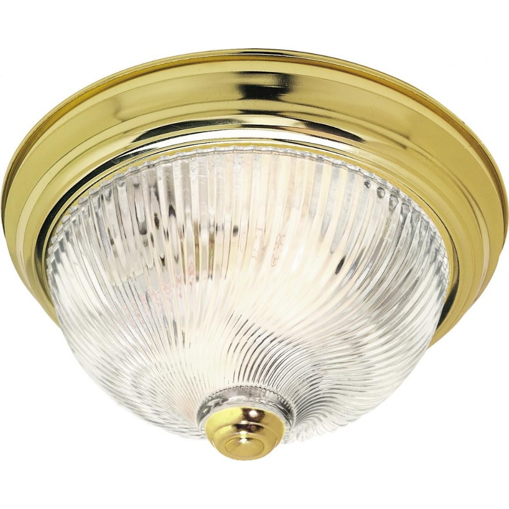 Nuvo Lighting-SF76/026-Three Light Flush Mount-15.25 Inches Wide by 6 Inches High   Polished Brass Finish with Clear Swirl Glass