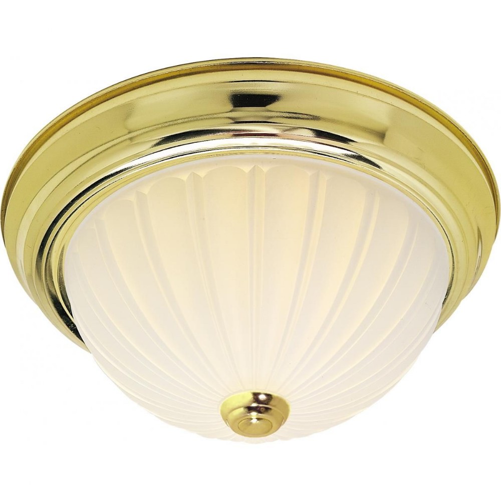 Nuvo Lighting-SF76/128-Three Light Flush Mount-15.25 Inches Wide by 6 Inches High   Polished Brass Finish with Frosted Melon Glass