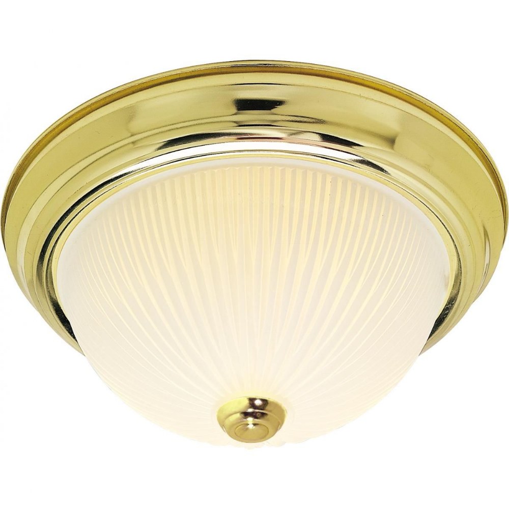 Nuvo Lighting-SF76/134-Three Light Flush Mount-15.25 Inches Wide by 6 Inches High   Polished Brass Finish with Frosted Ribbed Glass