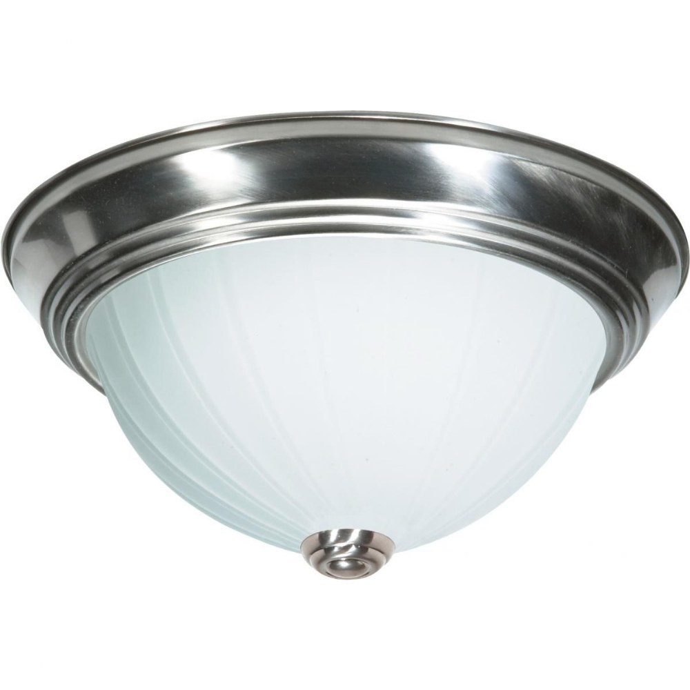 Nuvo Lighting-SF76/245-Three Light Flush Mount-15.25 Inches Wide by 6 Inches High   Brushed Nickel Finish with Frosted Melon Glass