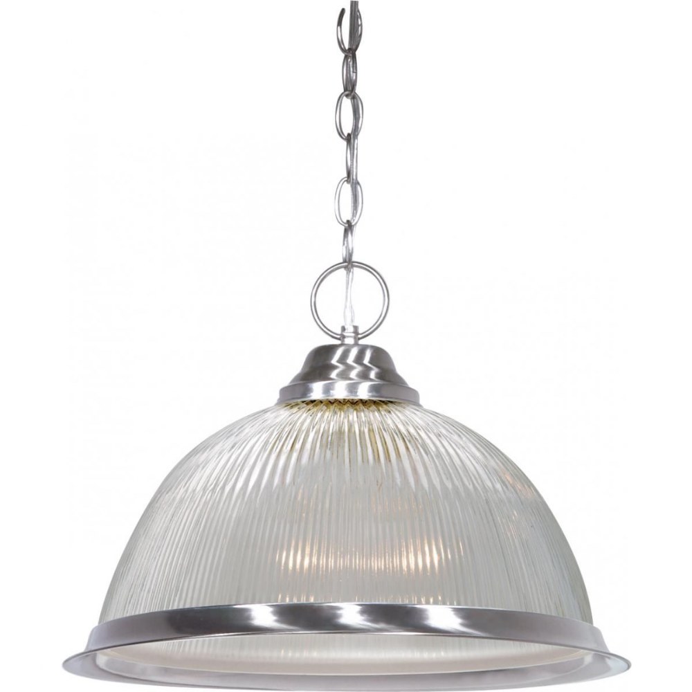 Nuvo Lighting-SF76/446-One Light Pendant-15 Inches Wide by 10.5 Inches High   Brushed Nickel Finish with Clear Ribbed Glass