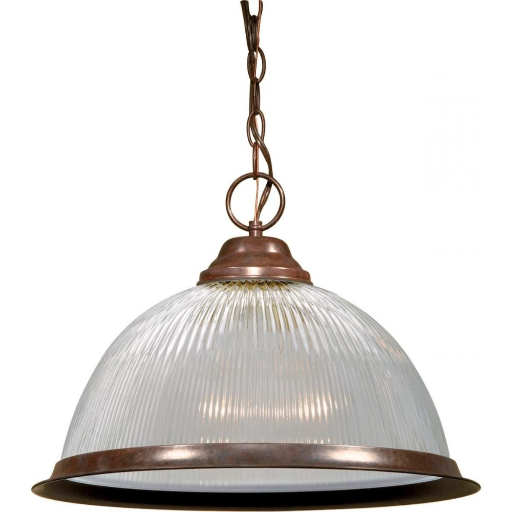 Nuvo Lighting-SF76/447-One Light Pendant-15 Inches Wide by 10.5 Inches High   Old Bronze Finish with Clear Ribbed Glass