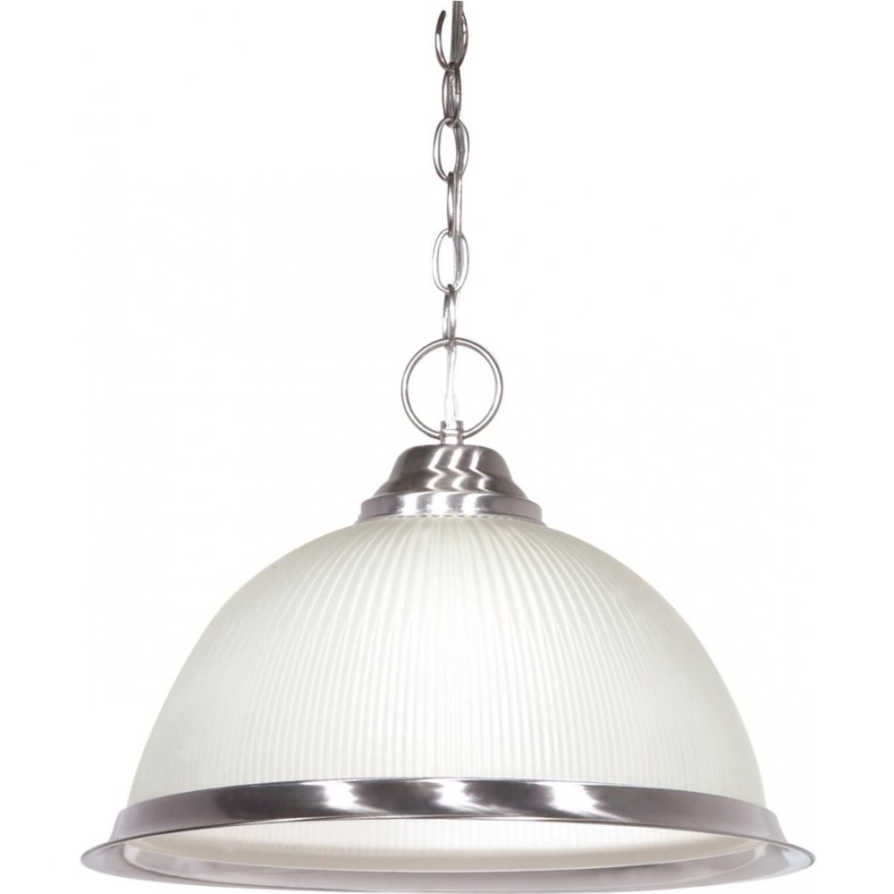 Nuvo Lighting-SF76/691-One Light Pendant-15 Inches Wide by 10.5 Inches High   Brushed Nickel Finish with Frosted Ribbed Glass