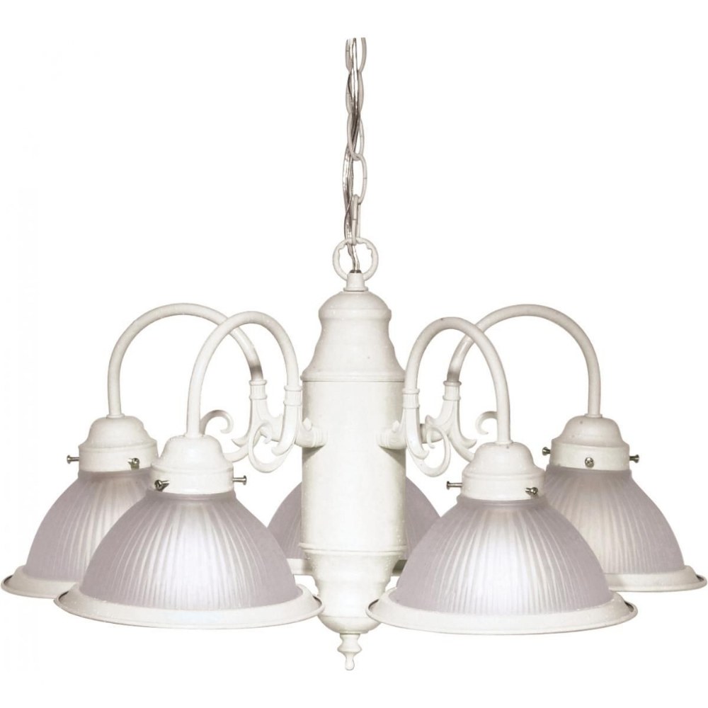 Nuvo Lighting-SF76/693-Five Light Chandelier-22 Inches Wide by 18 Inches High Textured White Frosted Ribbed Brushed Nickel Finish with Frosted Ribbed Glass