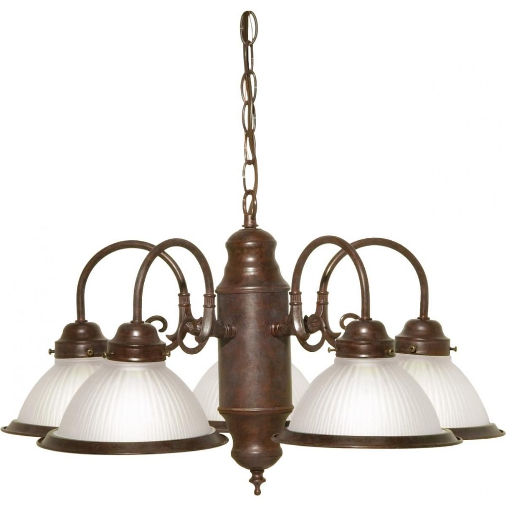 Nuvo Lighting-SF76/694-Five Light Chandelier-22 Inches Wide by 18 Inches High Old Bronze Frosted Ribbed Brushed Nickel Finish with Frosted Ribbed Glass