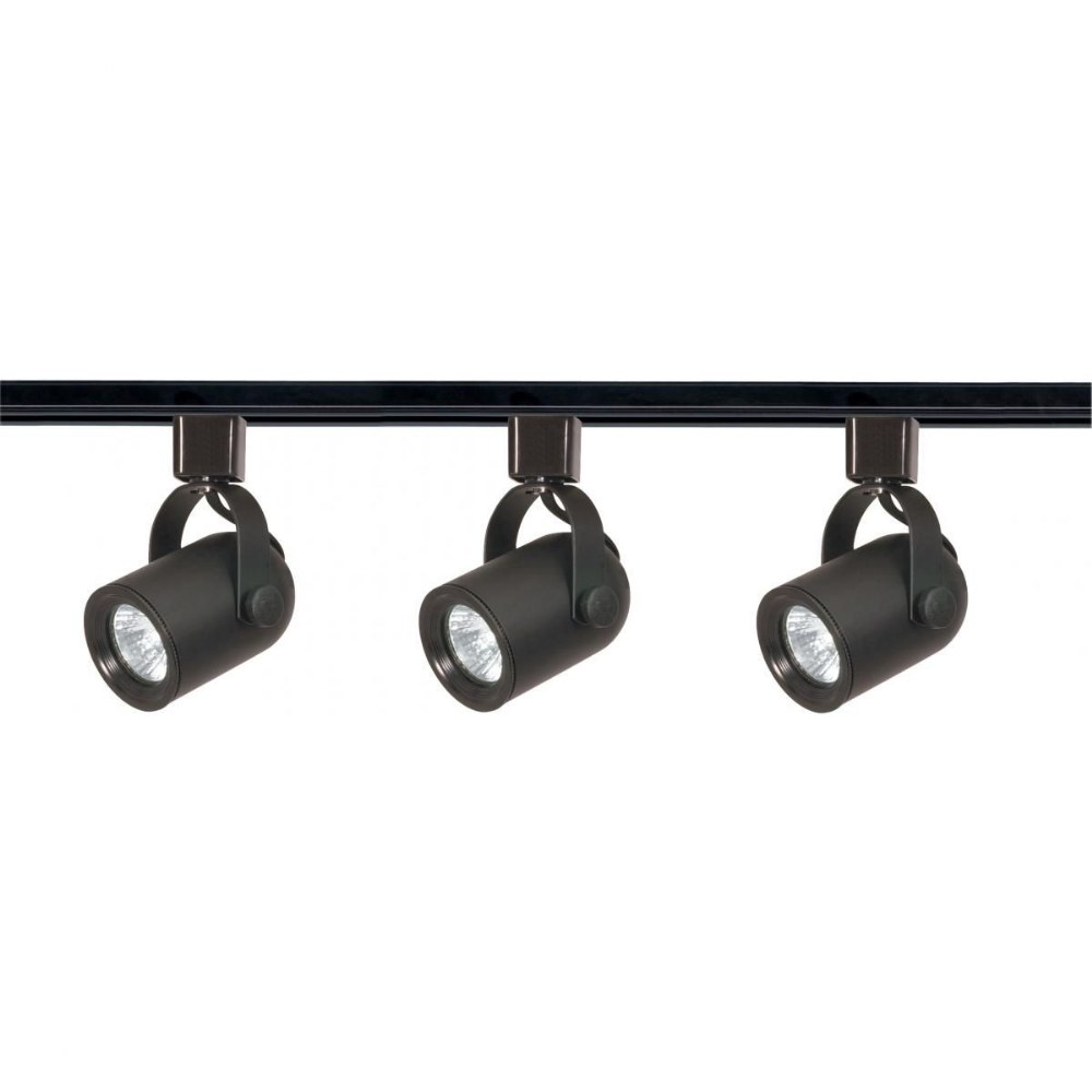 Nuvo Lighting-TK349-Three Light Line Voltage Round Back Track Kit-5.25 Inches Wide by 5 Inches High   Black Finish