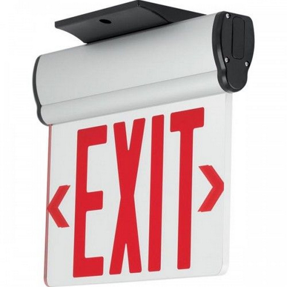 Progress Commercial Lighting-PEESE-SR-16-12.7 Inch 3.72W LED Single Surface Mount Exit/Emergency Sign Light with Battery   Brushed Aluminum/Red Finish