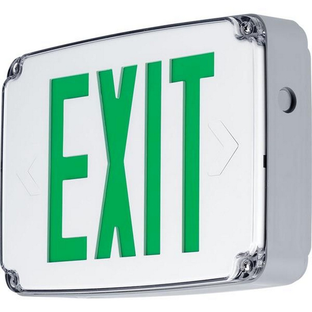 Progress Commercial Lighting-PEWLE-DG-30-12.5 Inch 2.7W LED Double Side Emergency Exit Sign Light   White/Green Finish
