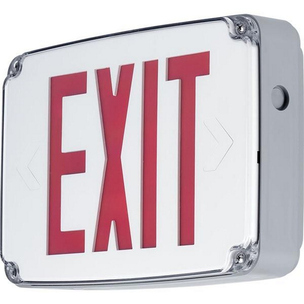 Progress Commercial Lighting-PEWLE-DR-30-12.5 Inch 2.7W LED Double Side Emergency Exit Sign Light   White/Red Finish
