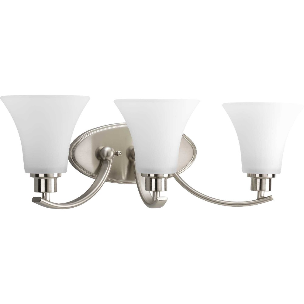 Progress Lighting-P2002-09-Joy - Three Light Bath Vanity Brushed Nickel  Brushed Nickel Finish with Etched Glass