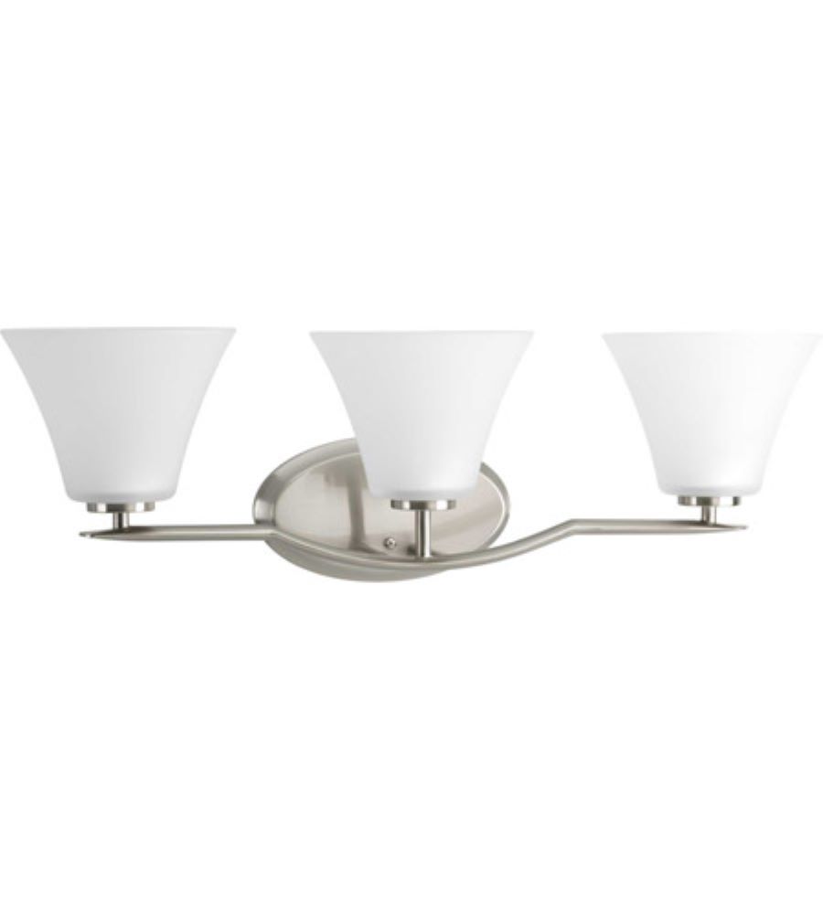 Progress Lighting-P2006-09-Bravo - 26.75 Inch Width - 3 Light - Line Voltage - Damp Rated Brushed Nickel Etched Brushed Nickel Finish with Etched Glass