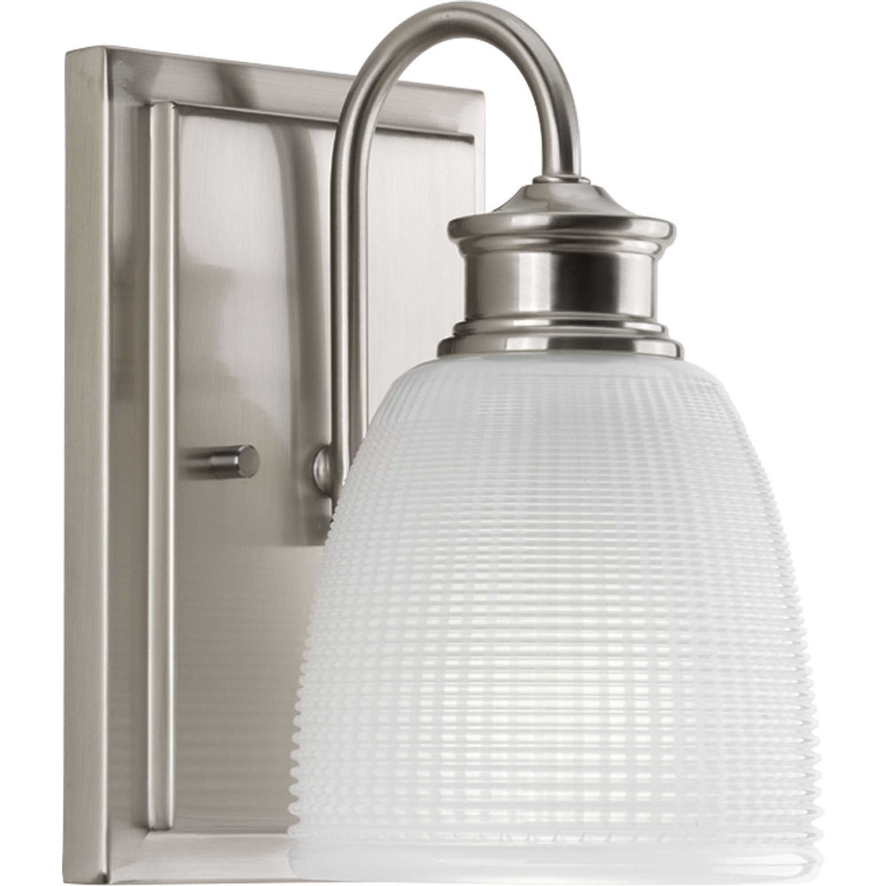 Progress Lighting-P2115-09-Lucky - 1 Light in Coastal style - 5 Inches wide by 8 Inches high Brushed Nickel  Polished Chrome Finish with White Prismatic Glass