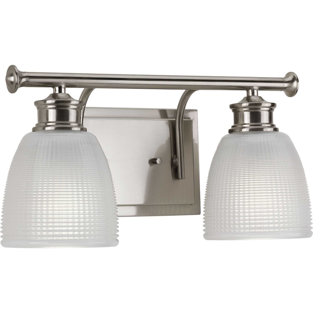 Progress Lighting-P2116-09-Lucky - 2 Light in Coastal style - 14.25 Inches wide by 7.63 Inches high Brushed Nickel  Polished Chrome Finish with White Prismatic Glass