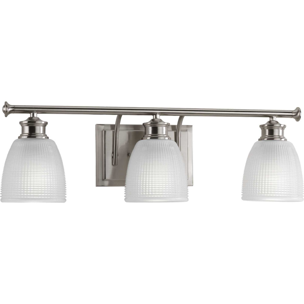 Progress Lighting-P2117-09-Lucky - 3 Light in Coastal style - 23.75 Inches wide by 7.63 Inches high Brushed Nickel  Polished Chrome Finish with White Prismatic Glass