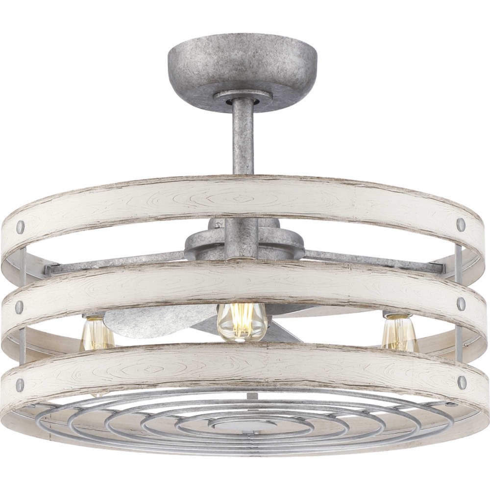 Progress Lighting-P250012-141-22-Gulliver - Wide - Ceiling Fan - 3 Light - Handheld Remote - Damp Rated in Modern style - 23.5 Inches wide by 18.13 Inches high Galvanized  Graphite Finish with Graphit