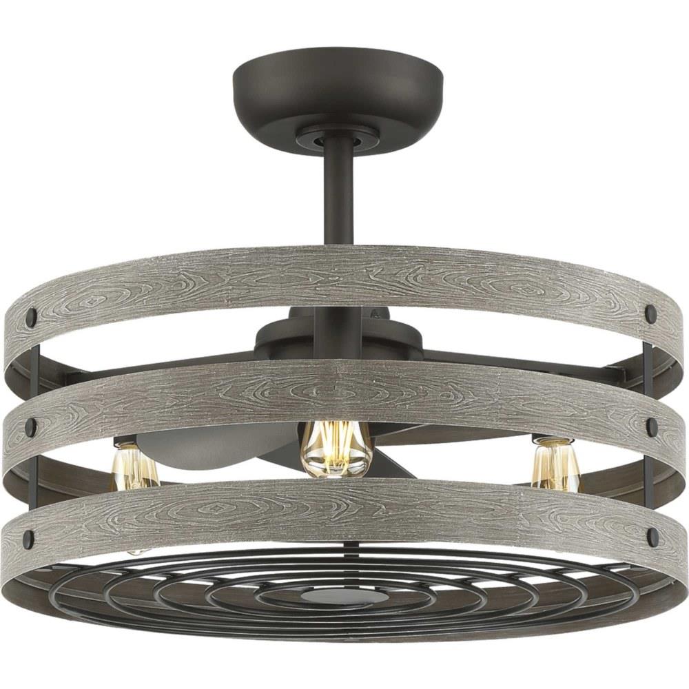 Progress Lighting P250012 14 Gulliver 23 5 Inch Wide Ceiling Fan 3 Light Handheld Remote Damp Rated