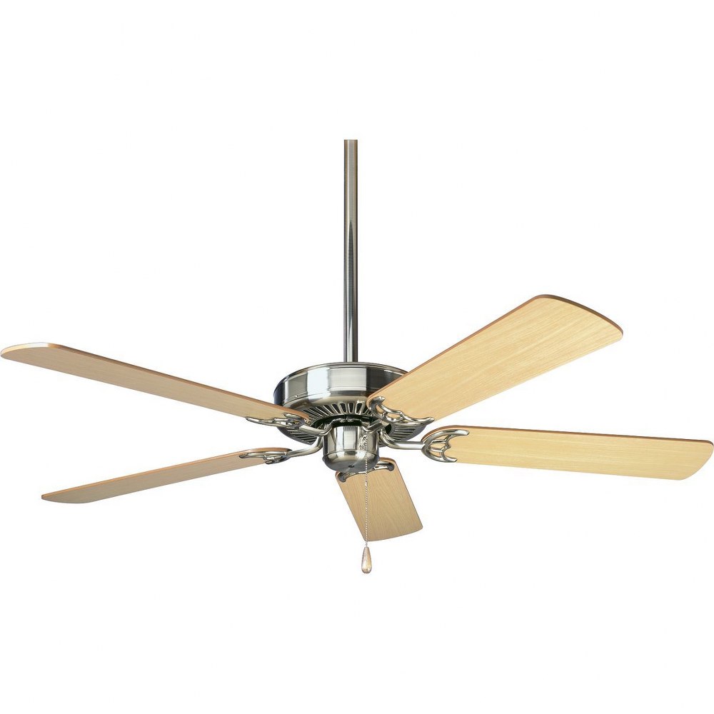 Progress Lighting-P250066-009-AirPro - 52 Inch 5 Blade Ceiling Fan Brushed Nickel  Brushed Nickel Finish with Cherry/Natural Cherry Blade Finish