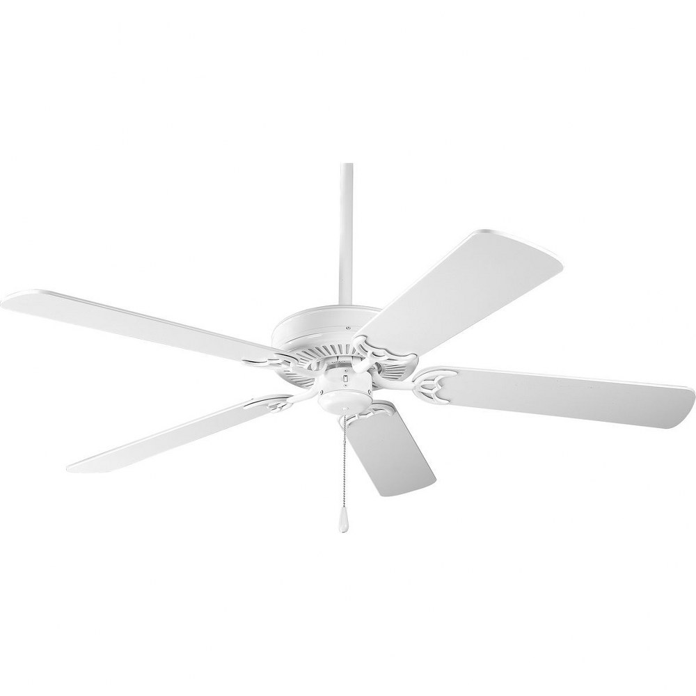 Progress Lighting-P250066-030-AirPro - 52 Inch 5 Blade Ceiling Fan White  Brushed Nickel Finish with Cherry/Natural Cherry Blade Finish