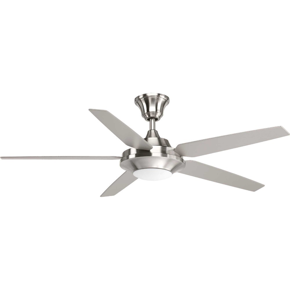 Progress Lighting-P2539-0930K-AirPro Signature Plus II - Wide - Ceiling Fan - 1 Light - Handheld Remote in Modern style - 54 Inches wide by 15.25 Inches high Brushed Nickel  White Finish with White Bl