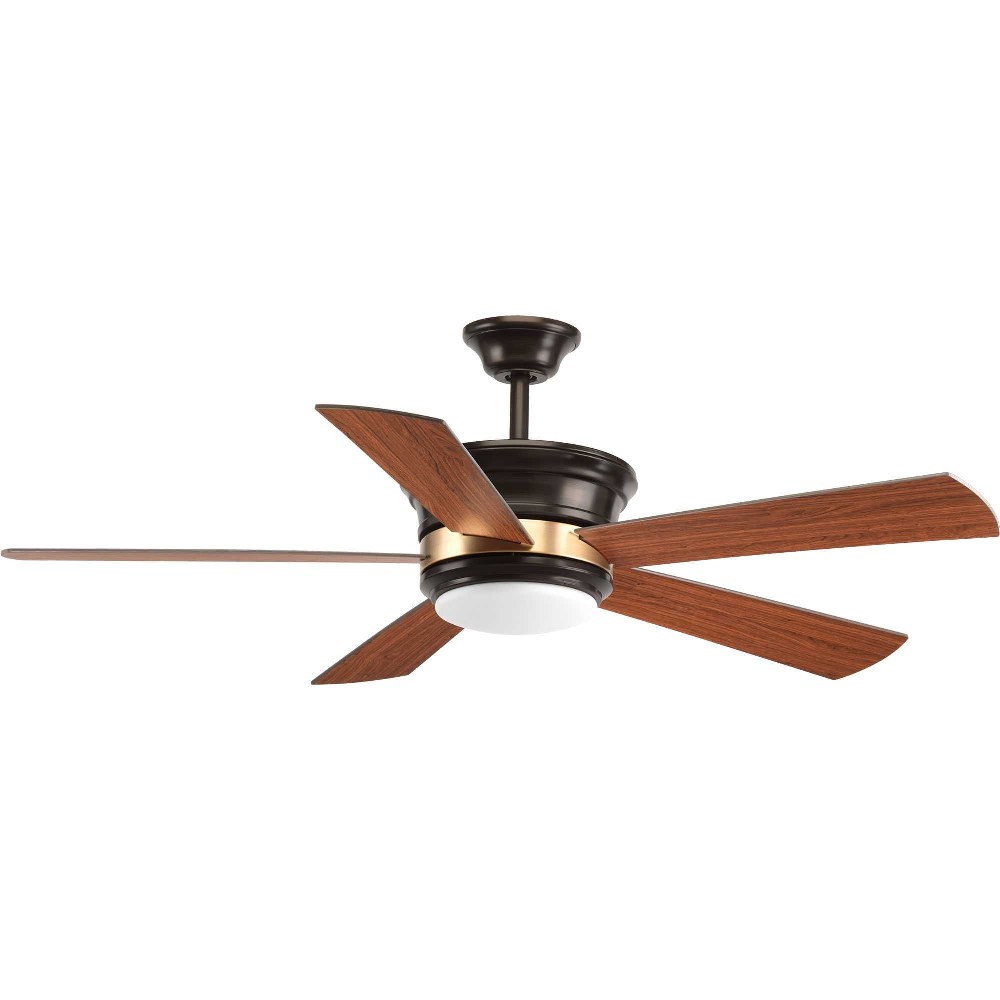 Progress Lighting-P2540-2030K-Harranvale - Wide - Ceiling Fan - 1 Light - Handheld Remote in Bohemian and Luxury and Transitional style - 54 Inches wide by 15.5 Inches high Antique Bronze  White Finis