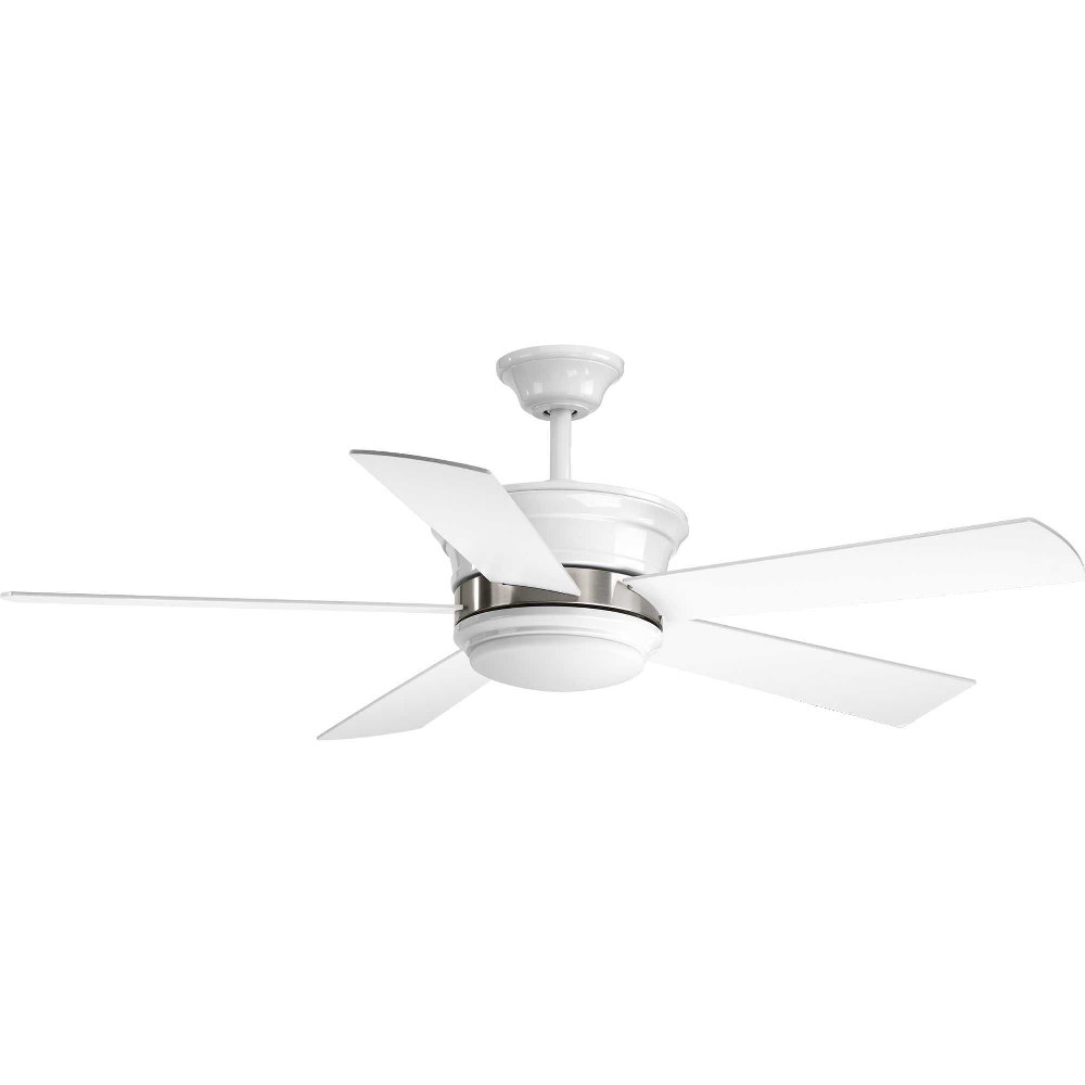 Progress Lighting-P2540-3030K-Harranvale - Wide - Ceiling Fan - 1 Light - Handheld Remote in Bohemian and Luxury and Transitional style - 54 Inches wide by 15.5 Inches high White  White Finish with Wh