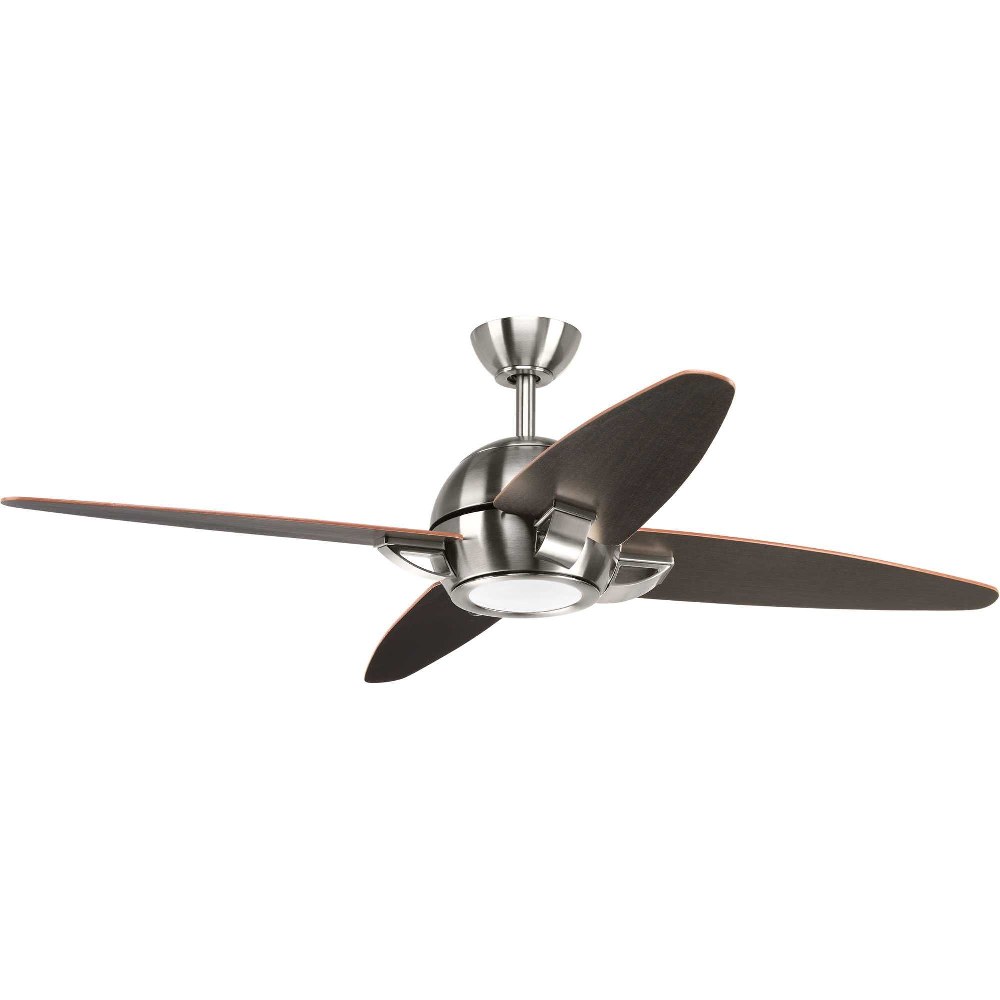 Progress Lighting-P2542-0930K-Soar - Wide - Ceiling Fan - 1 Light - Handheld Remote in Modern style - 54 Inches wide by 14.5 Inches high Brushed Nickel  White Finish with White Blade Finish