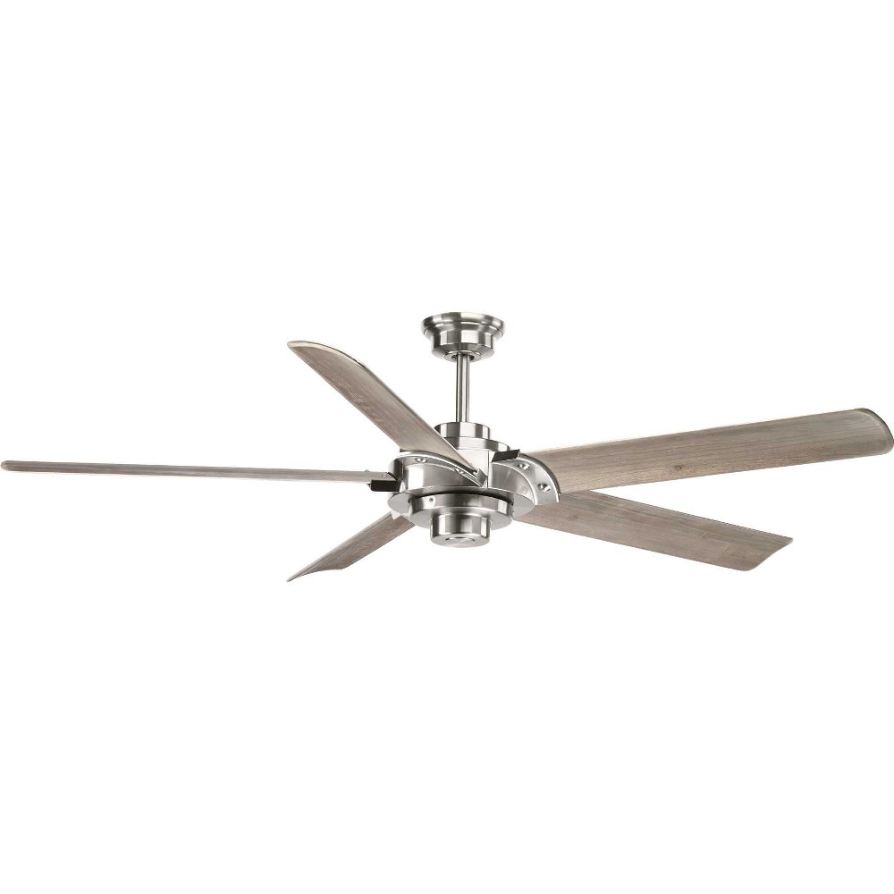 Progress Lighting-P2546-09-Ellwood - Wide - Ceiling Fan - Handheld Remote in Transitional and Coastal style - 68 Inches wide by 15.75 Inches high Brushed Nickel  Antique Bronze Finish with Walnut Blad