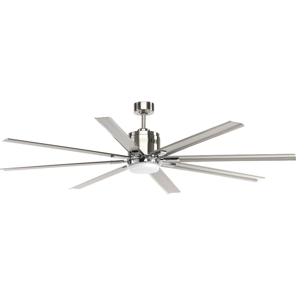 Progress Lighting-P2550-0930K-Vast - Wide - Ceiling Fan - 1 Light - Handheld Remote - Damp Rated in Urban Industrial style - 72 Inches wide by 16.75 Inches high Brushed Nickel  White Finish with White