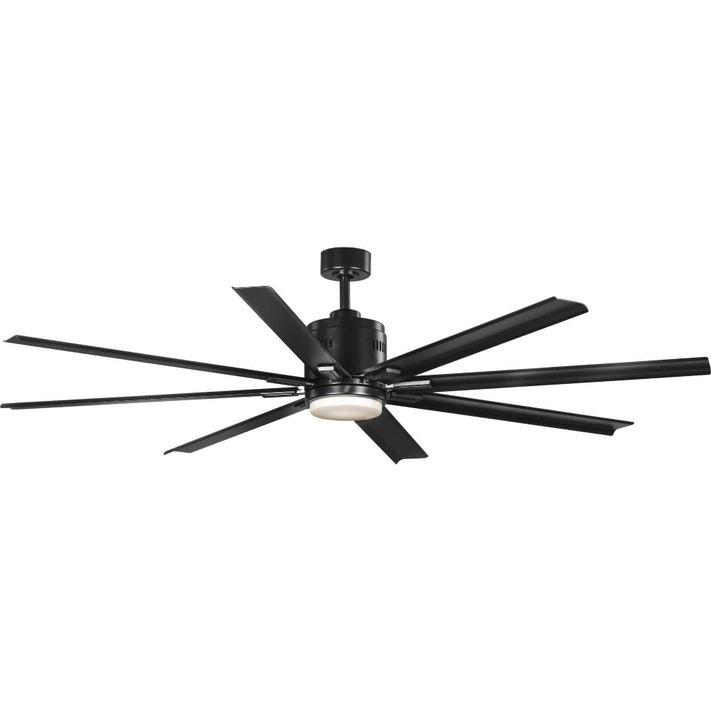 Progress Lighting-P2550-3130K-Vast - Wide - Ceiling Fan - 1 Light - Handheld Remote - Damp Rated in Urban Industrial style - 72 Inches wide by 16.75 Inches high Black  White Finish with White Blade Fi