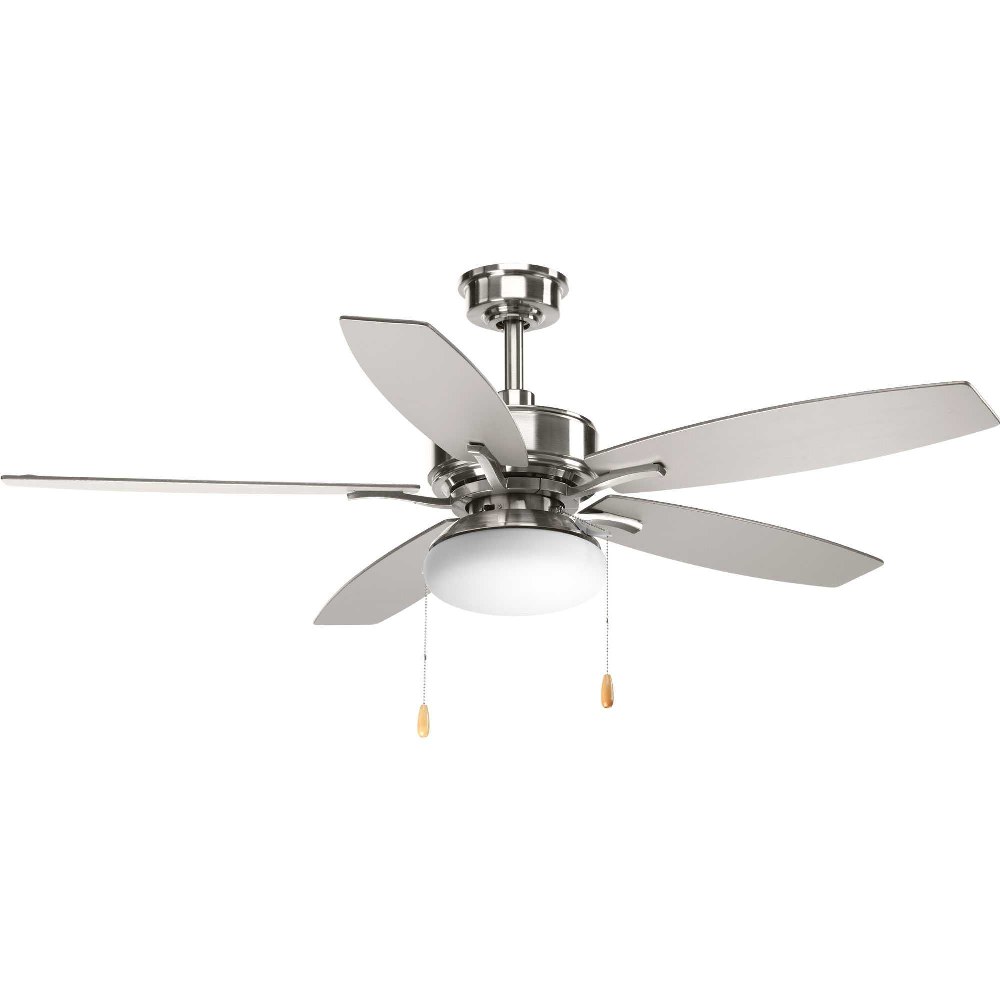 Progress Lighting-P2552-09-Billows - Wide - Ceiling Fan - 2 Light in New Traditional style - 52 Inches wide by 17.5 Inches high Brushed Nickel  Forged Black Finish with Black/Toasted Oak Blade Finish