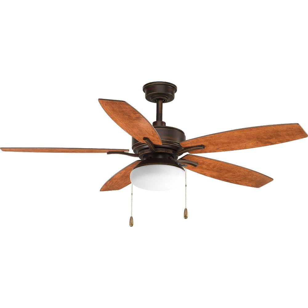 Progress Lighting-P2552-20-Billows - Wide - Ceiling Fan - 2 Light in New Traditional style - 52 Inches wide by 17.5 Inches high Antique Bronze  Forged Black Finish with Black/Toasted Oak Blade Finish