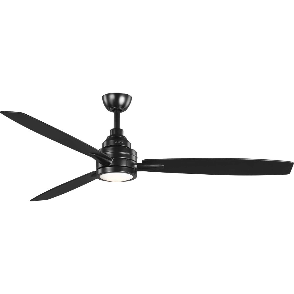 Progress Lighting-P2554-3130K-Gaze - Wide - Ceiling Fan - 1 Light - Handheld Remote in Urban Industrial and Farmhouse style - 60 Inches wide by 13.13 Inches high Black  Antique Bronze Finish with Waln