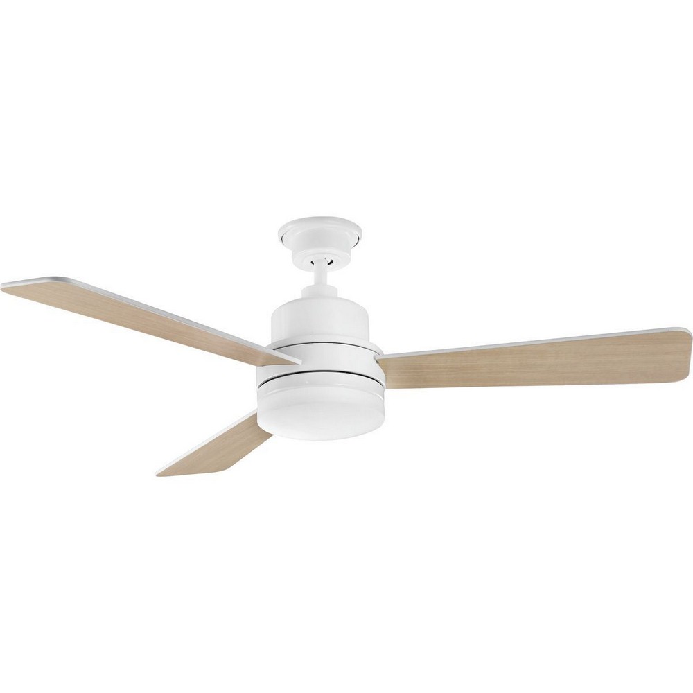 Progress Lighting-P2556-3030K-Trevina II - Wide - Ceiling Fan - 1 Light - Wall Control in Modern style - 52 Inches wide by 15.75 Inches high White  Antique Bronze Finish with Medium Cherry/Classic Wal