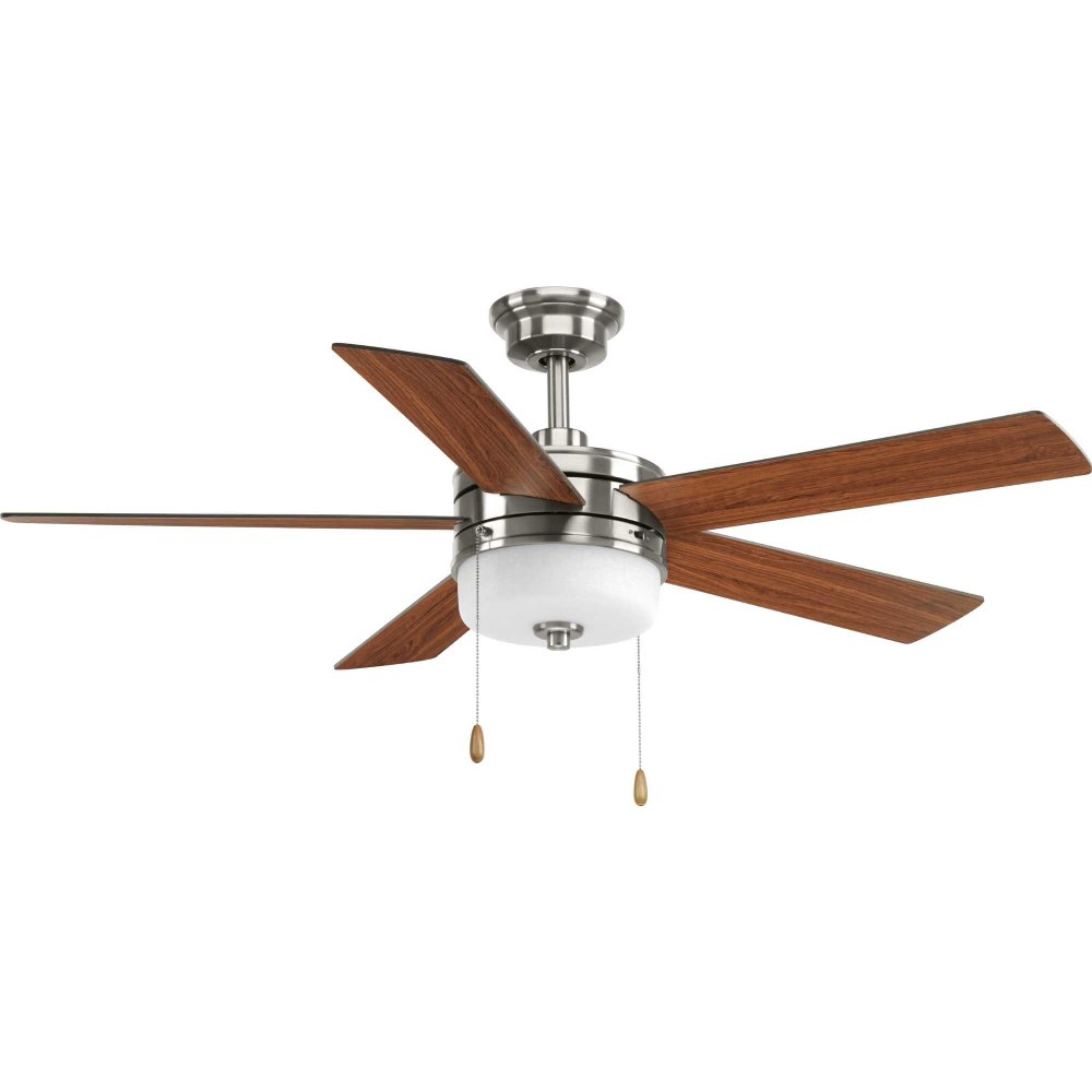 Progress Lighting-P2558-0930K-Verada - Wide - Ceiling Fan - 1 Light in Transitional style - 52 Inches wide by 16.63 Inches high Brushed Nickel  Antique Bronze Finish with Medium Cherry/American Walnut