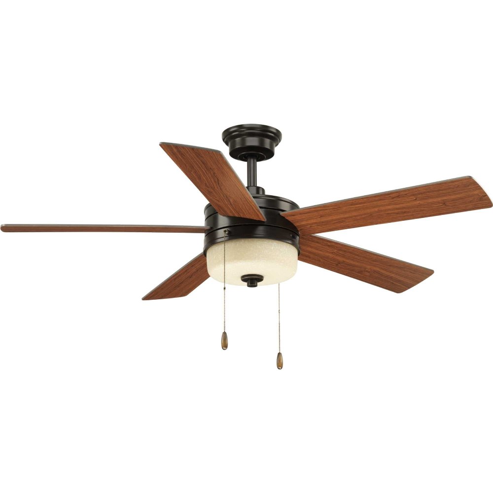 Progress Lighting-P2558-2030K-Verada - Wide - Ceiling Fan - 1 Light in Transitional style - 52 Inches wide by 16.63 Inches high Antique Bronze  Antique Bronze Finish with Medium Cherry/American Walnut