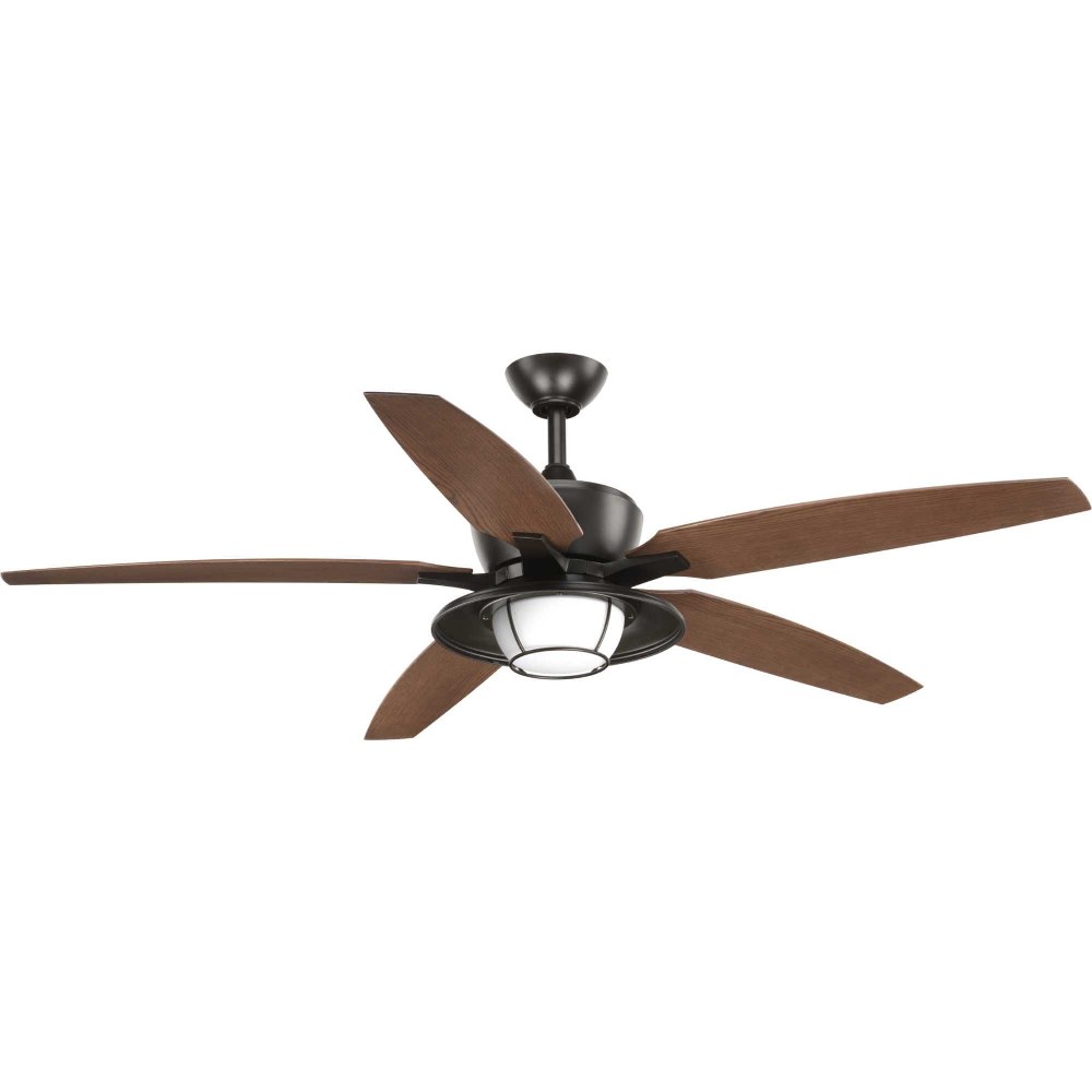 Progress Lighting-P2564-2030K-Montague - Wide - Ceiling Fan - 1 Light - Handheld Remote in Transitional style - 60 Inches wide by 17.63 Inches high Antique Bronze  Forged Black Finish with Toasted Oak