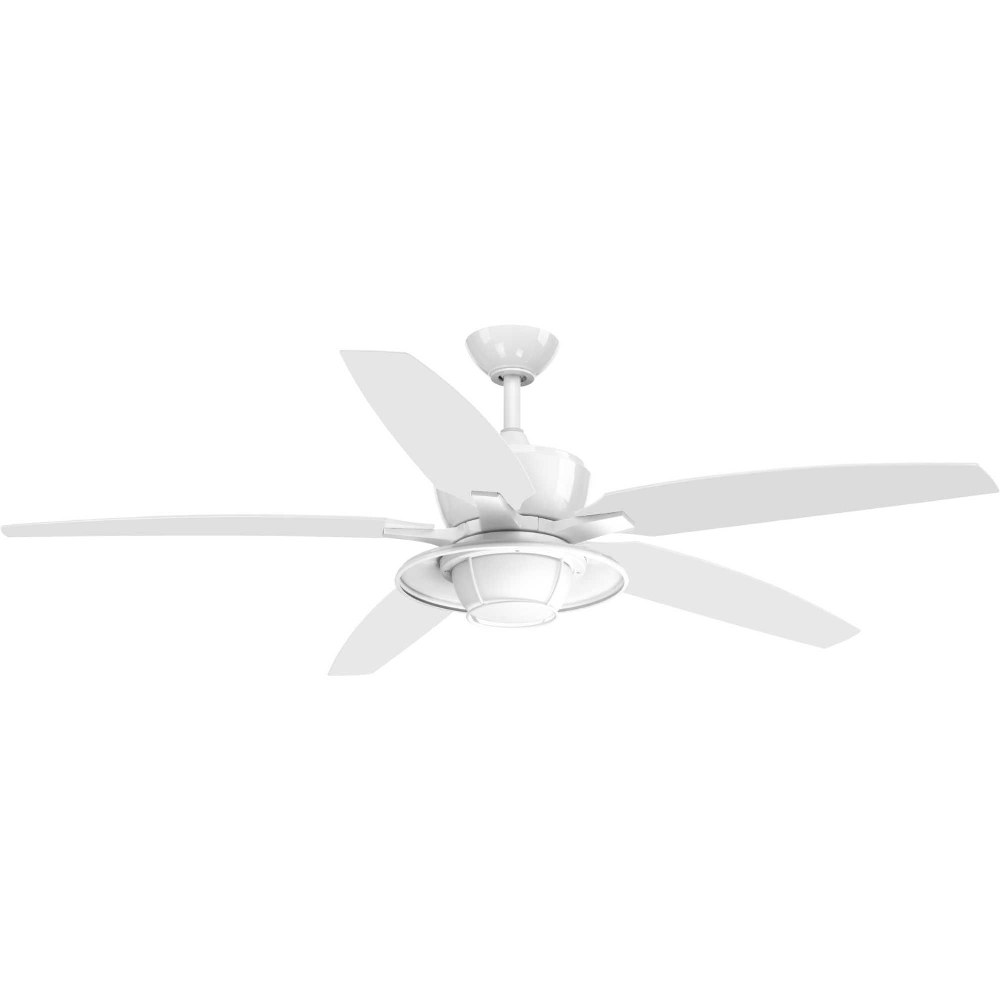 Progress Lighting-P2564-3030K-Montague - Wide - Ceiling Fan - 1 Light - Handheld Remote in Transitional style - 60 Inches wide by 17.63 Inches high White  Forged Black Finish with Toasted Oak Blade Fi