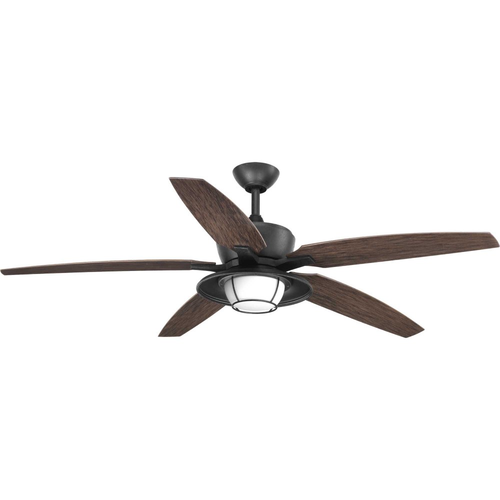 Progress Lighting-P2564-8030K-Montague - Wide - Ceiling Fan - 1 Light - Handheld Remote in Transitional style - 60 Inches wide by 17.63 Inches high Forged Black  Forged Black Finish with Toasted Oak B