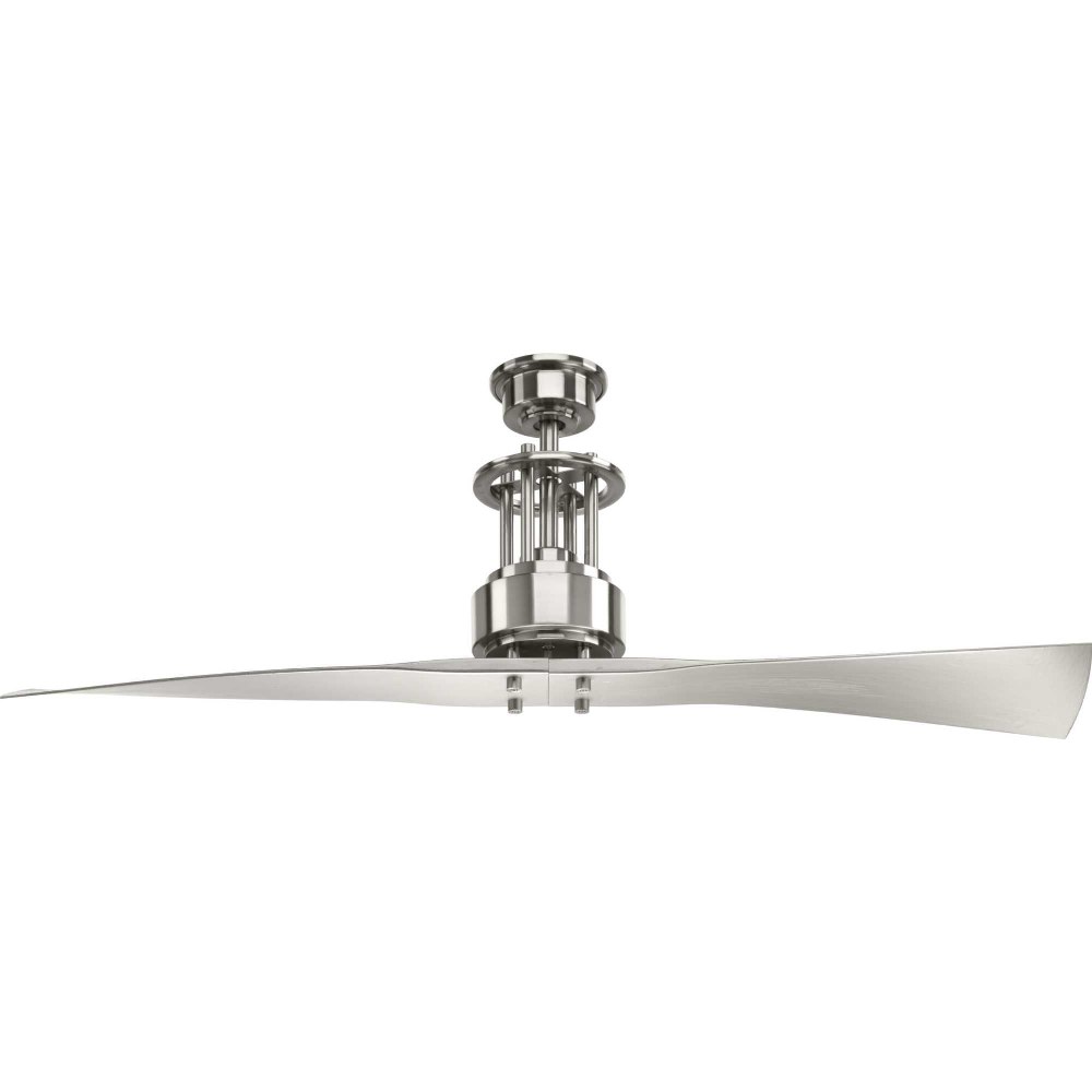 Progress Lighting-P2570-09-Spades - Wide - Ceiling Fan - Handheld Remote in Transitional and Modern style - 56 Inches wide by 18.13 Inches high Brushed Nickel  Polished Chrome Finish with Black Blade 