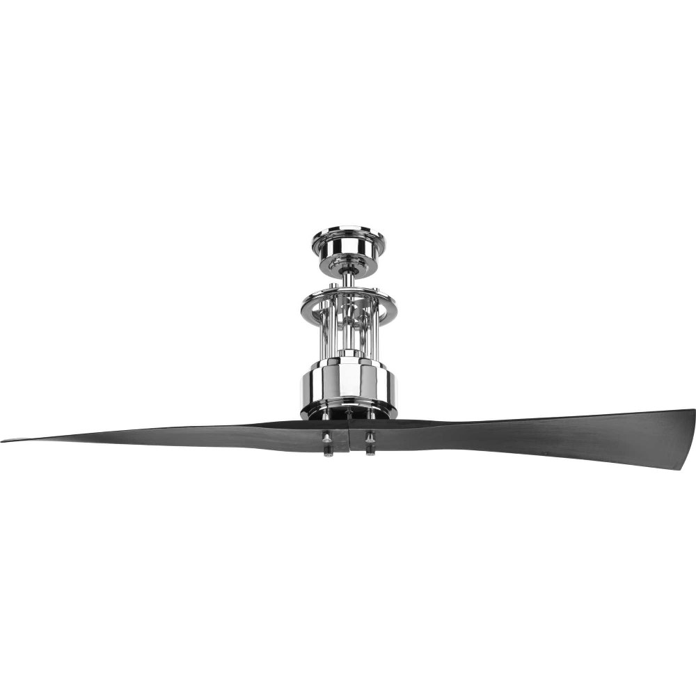 Progress Lighting-P2570-15-Spades - Wide - Ceiling Fan - Handheld Remote in Transitional and Modern style - 56 Inches wide by 18.13 Inches high Polished Chrome  Polished Chrome Finish with Black Blade