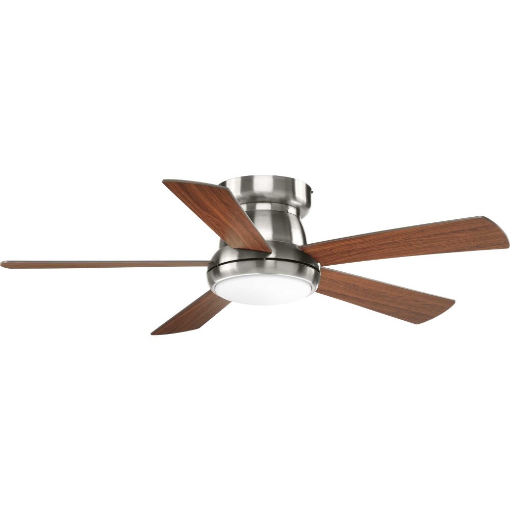 Progress Lighting-P2572-0930K-Vox - Wide - Ceiling Fan - 1 Light - Handheld Remote in Transitional style - 52 Inches wide by 11.63 Inches high Brushed Nickel  White Finish with White Blade Finish with