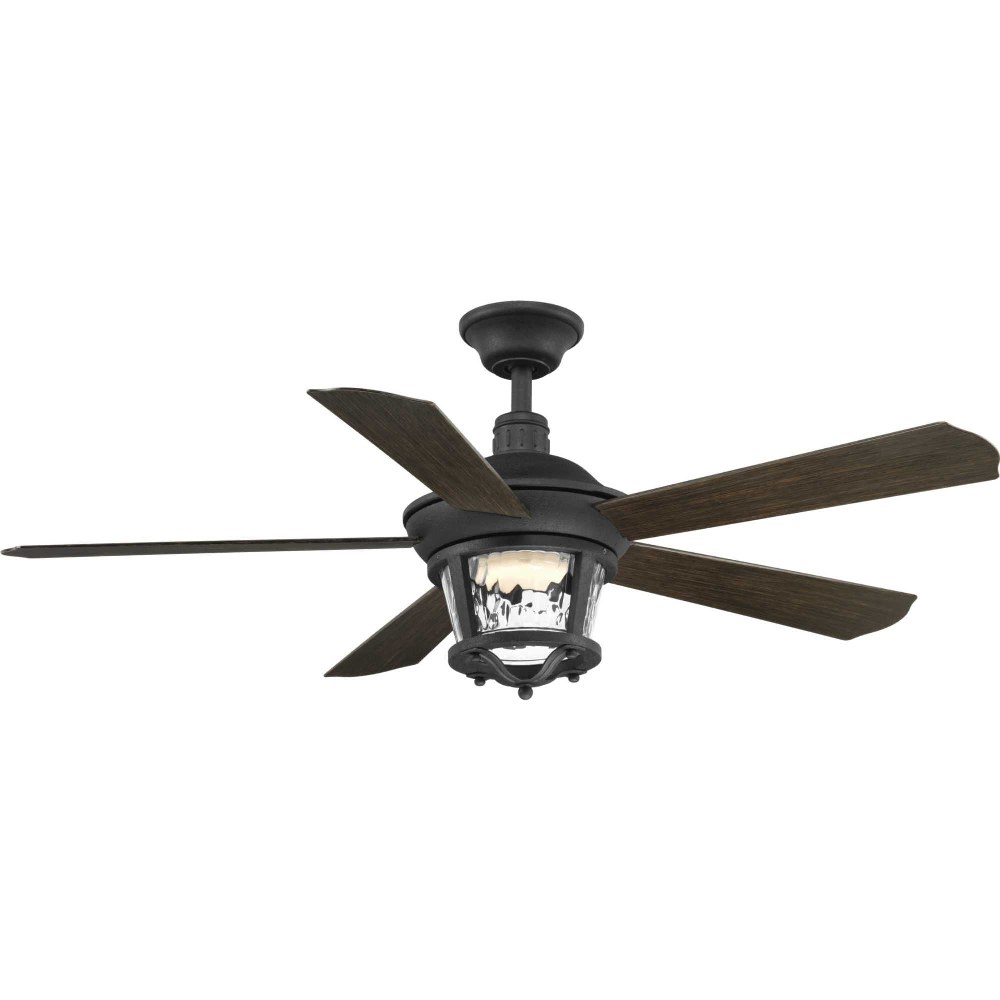 Progress Lighting-P2576-8030K-Smyrna - Wide - Ceiling Fan - 1 Light - Wall Control in New Traditional style - 52 Inches wide by 19.5 Inches high Forged Black  Forged Black Finish with Toasted Oak Blad