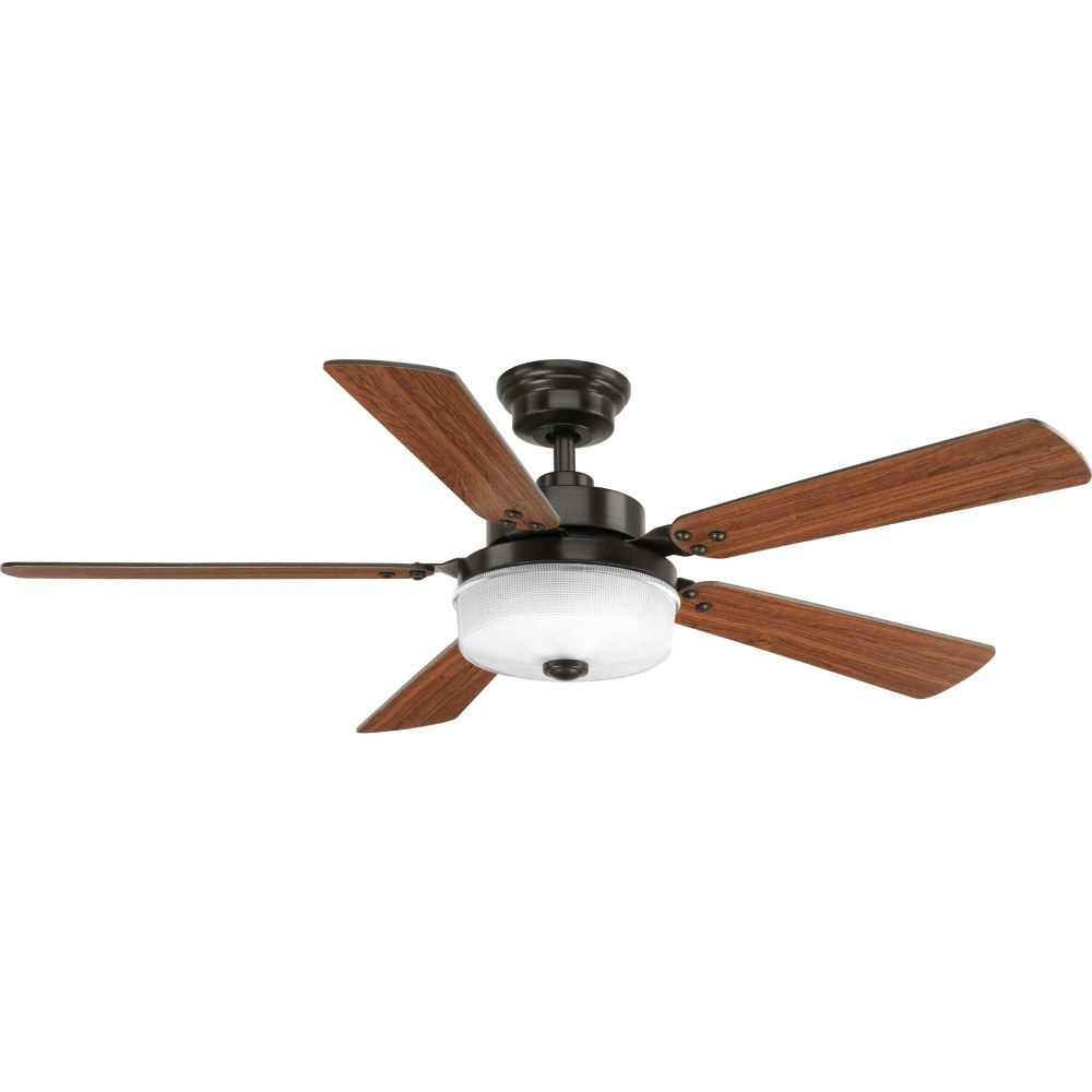 Progress Lighting-P2578-2030K-Tempt - Wide - Ceiling Fan - 1 Light - Handheld Remote in Transitional style - 52 Inches wide by 14.75 Inches high Antique Bronze  Antique Bronze Finish with Medium Cherr