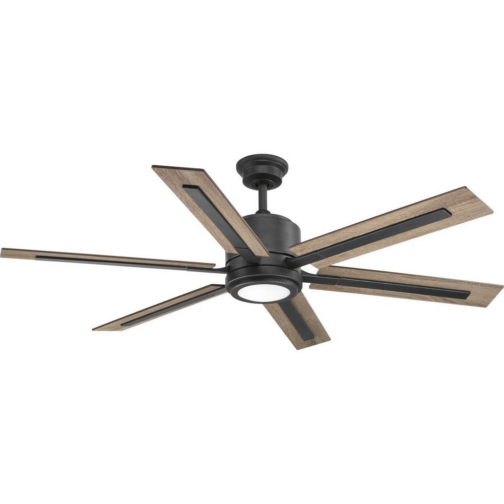 Progress Lighting-P2586-7130K-Glandon - Wide - Ceiling Fan - 1 Light - Handheld Remote in Transitional style - 60 Inches wide by 17.13 Inches high Gilded Iron  Gilded Iron Finish with Toasted Oak/Drif