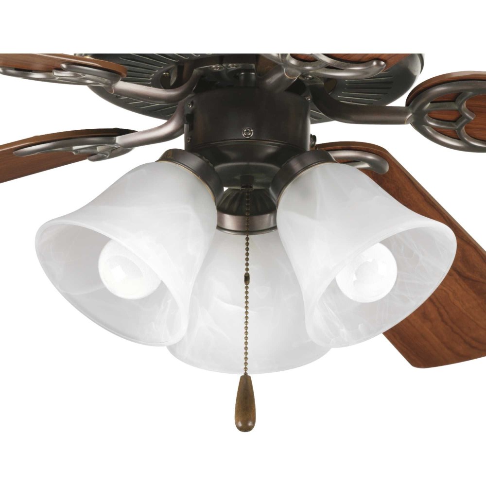 Progress Lighting-P2600-20WB-AirPro Light Kit - Wide - 3 Light in Transitional style - 15 Inches wide by 6.63 Inches high Antique Bronze  White Finish with Alabaster Glass