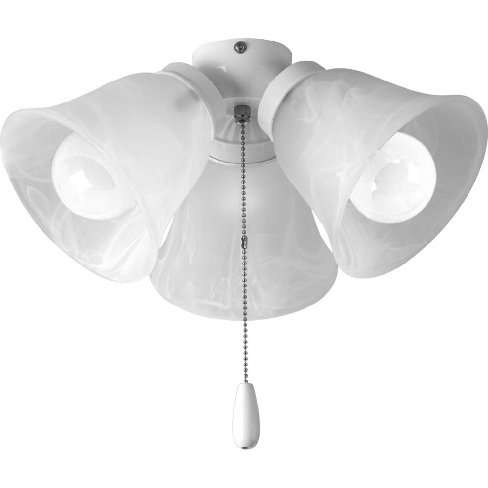 Progress Lighting-P2642-30WB-AirPro - 3 Light Ceiling Fan Light Kit in Transitional style - 13.63 Inches wide by 7 Inches high White  White Finish with Alabaster Glass